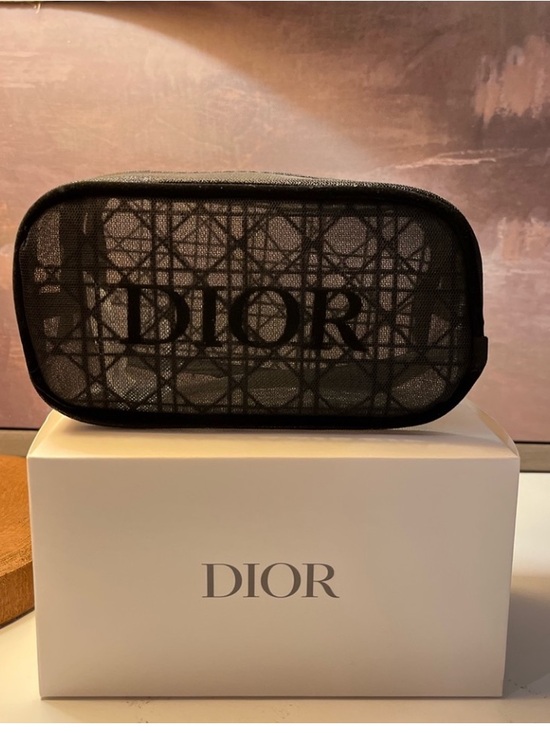 Dior Handbags - Dior Beauty Black Mesh Cosmetic Make Up Bag Zip Pouch Case W/ Box NIB